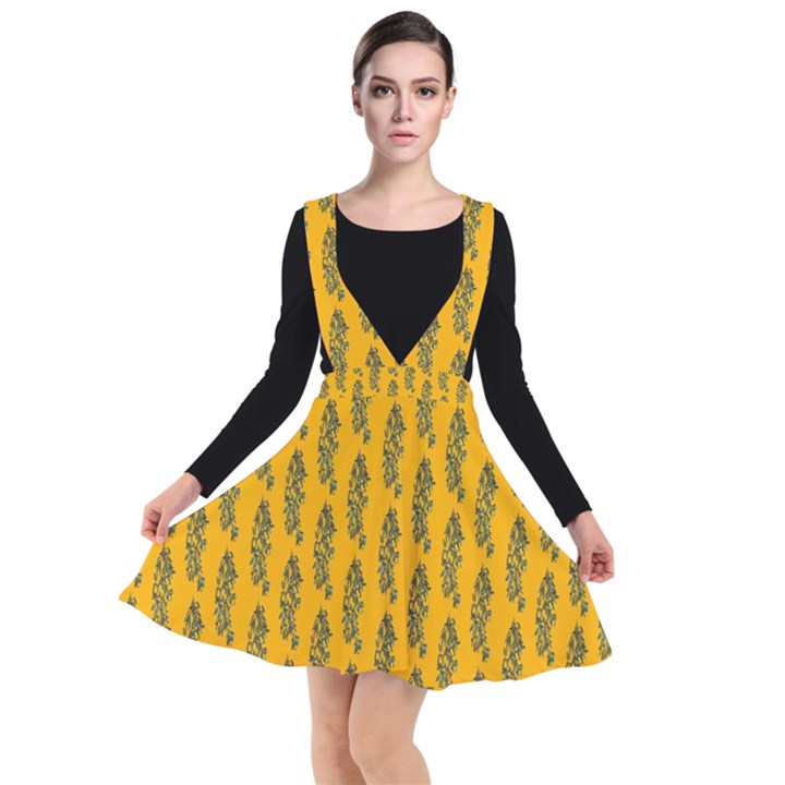 Yellow Lemon Branches Garda Plunge Pinafore Dress