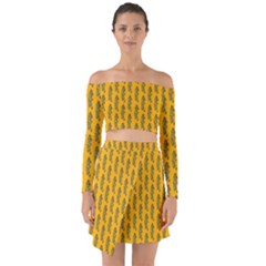 Yellow Lemon Branches Garda Off Shoulder Top With Skirt Set by ConteMonfrey