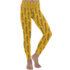 Yellow Lemon Branches Garda Kids  Lightweight Velour Classic Yoga Leggings by ConteMonfrey