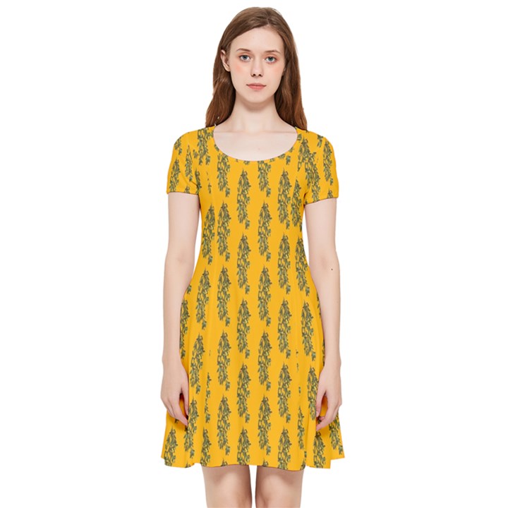 Yellow Lemon Branches Garda Inside Out Cap Sleeve Dress