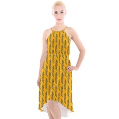 Yellow Lemon Branches Garda High-low Halter Chiffon Dress  by ConteMonfrey