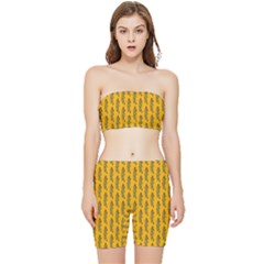 Yellow Lemon Branches Garda Stretch Shorts And Tube Top Set by ConteMonfrey