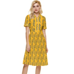 Yellow Lemon Branches Garda Button Top Knee Length Dress by ConteMonfrey