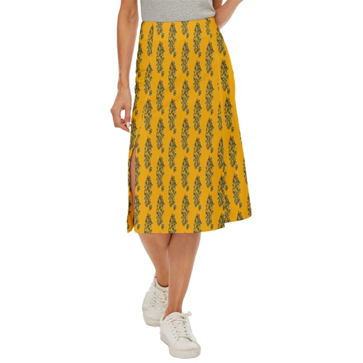 Yellow Lemon Branches Garda Midi Panel Skirt