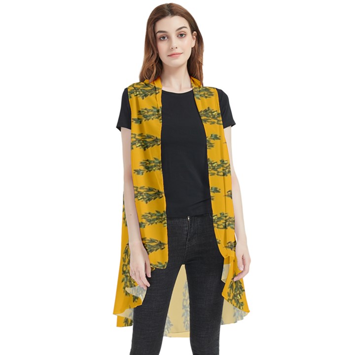 Yellow Lemon Branches Garda Sleeveless Chiffon Waistcoat Shirt