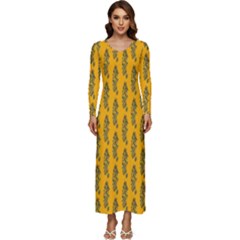 Yellow Lemon Branches Garda Long Sleeve Velour Longline Maxi Dress by ConteMonfrey