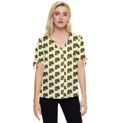 Guarana Fruit Small Bow Sleeve Button Up Top by ConteMonfrey