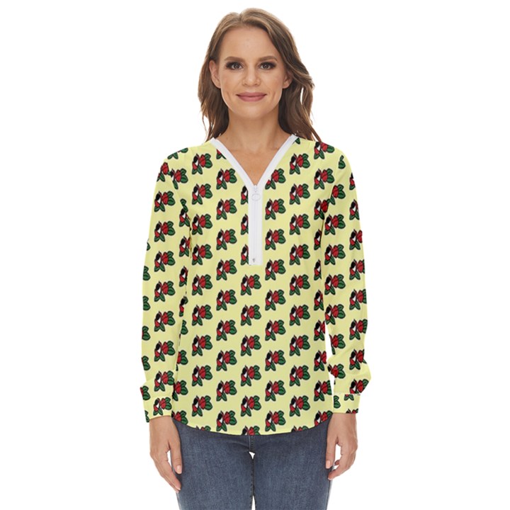 Guarana Fruit Small Zip Up Long Sleeve Blouse