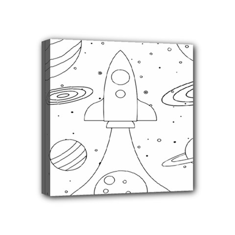 Going To Space - Cute Starship Doodle  Mini Canvas 4  X 4  (stretched) by ConteMonfrey