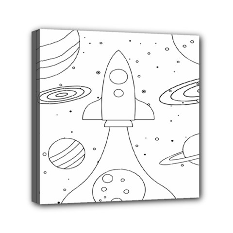 Going To Space - Cute Starship Doodle  Mini Canvas 6  X 6  (stretched) by ConteMonfrey