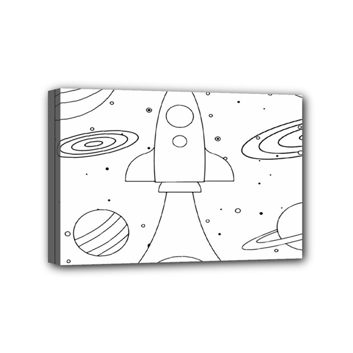 Going To Space - Cute Starship Doodle  Mini Canvas 6  x 4  (Stretched)