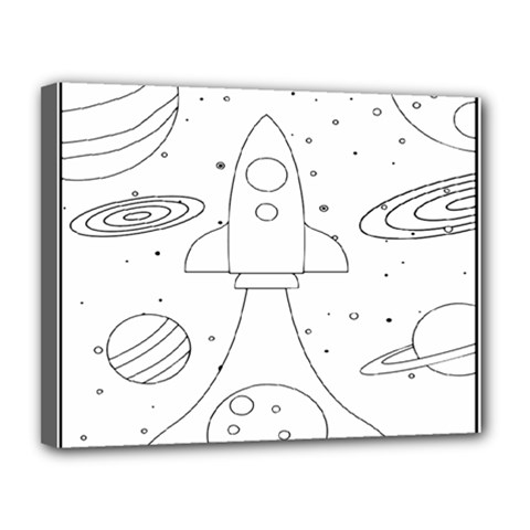 Going To Space - Cute Starship Doodle  Canvas 14  X 11  (stretched) by ConteMonfrey