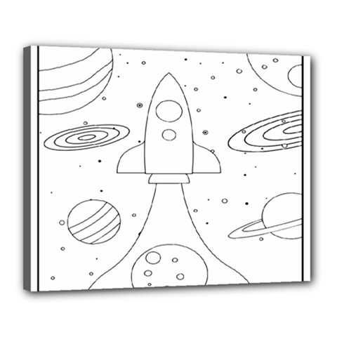 Going To Space - Cute Starship Doodle  Canvas 20  X 16  (stretched) by ConteMonfrey