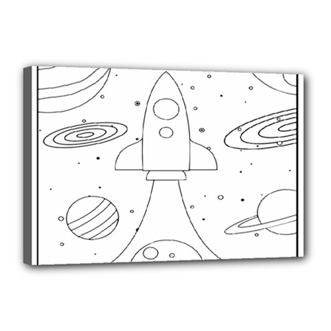 Going To Space - Cute Starship Doodle  Canvas 18  X 12  (stretched) by ConteMonfrey