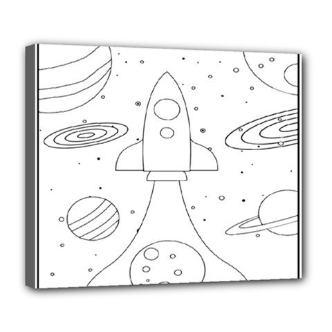 Going To Space - Cute Starship Doodle  Deluxe Canvas 24  X 20  (stretched) by ConteMonfrey