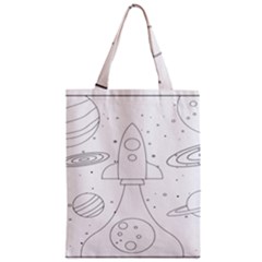 Going To Space - Cute Starship Doodle  Zipper Classic Tote Bag by ConteMonfrey