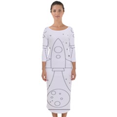 Going To Space - Cute Starship Doodle  Quarter Sleeve Midi Bodycon Dress by ConteMonfrey