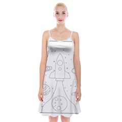 Going To Space - Cute Starship Doodle  Spaghetti Strap Velvet Dress by ConteMonfrey