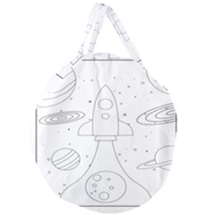 Going To Space - Cute Starship Doodle  Giant Round Zipper Tote by ConteMonfrey