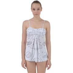 Going To Space - Cute Starship Doodle  Babydoll Tankini Set by ConteMonfrey