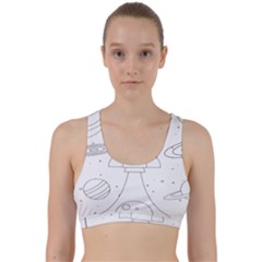 Going To Space - Cute Starship Doodle  Back Weave Sports Bra by ConteMonfrey