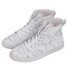 Going To Space - Cute Starship Doodle  Women s Hi-top Skate Sneakers by ConteMonfrey