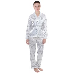 Going To Space - Cute Starship Doodle  Satin Long Sleeve Pajamas Set by ConteMonfrey