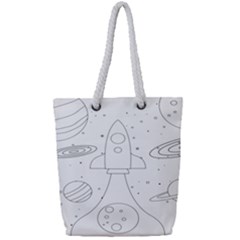 Going To Space - Cute Starship Doodle  Full Print Rope Handle Tote (small) by ConteMonfrey