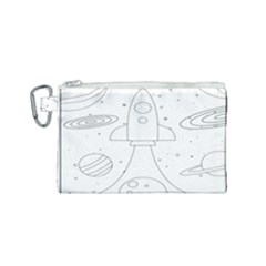 Going To Space - Cute Starship Doodle  Canvas Cosmetic Bag (small) by ConteMonfrey