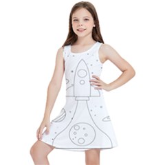 Going To Space - Cute Starship Doodle  Kids  Lightweight Sleeveless Dress by ConteMonfrey