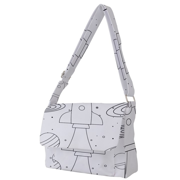 Going To Space - Cute Starship Doodle  Full Print Messenger Bag (S)