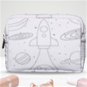 Going To Space - Cute Starship Doodle  Make Up Pouch (Medium) View1