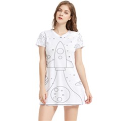 Going To Space - Cute Starship Doodle  Women s Sports Skirt by ConteMonfrey