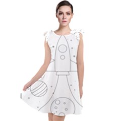 Going To Space - Cute Starship Doodle  Tie Up Tunic Dress by ConteMonfrey