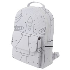 Going To Space - Cute Starship Doodle  Flap Pocket Backpack (small) by ConteMonfrey