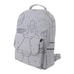 Going To Space - Cute Starship Doodle  Flap Pocket Backpack (large) by ConteMonfrey