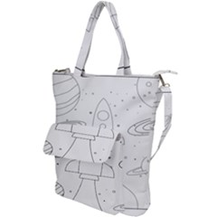 Going To Space - Cute Starship Doodle  Shoulder Tote Bag by ConteMonfrey