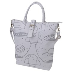 Going To Space - Cute Starship Doodle  Buckle Top Tote Bag by ConteMonfrey