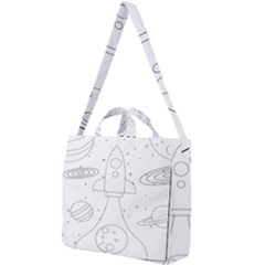 Going To Space - Cute Starship Doodle  Square Shoulder Tote Bag by ConteMonfrey