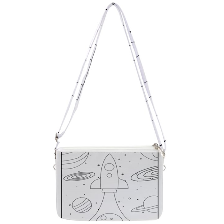 Going To Space - Cute Starship Doodle  Double Gusset Crossbody Bag