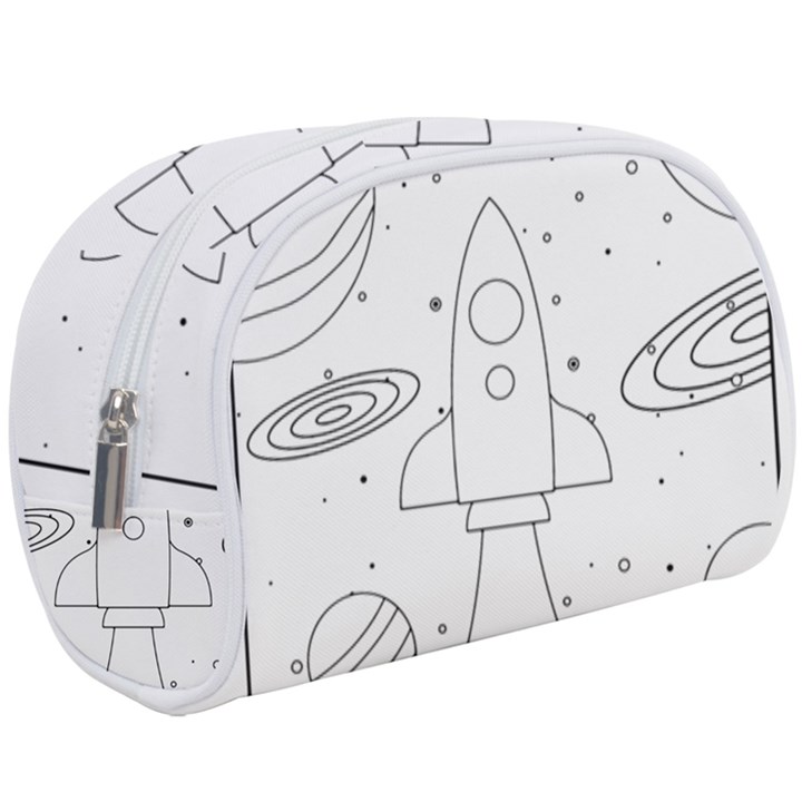 Going To Space - Cute Starship Doodle  Make Up Case (Large)