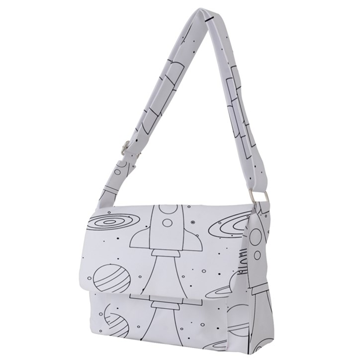 Going To Space - Cute Starship Doodle  Full Print Messenger Bag (L)