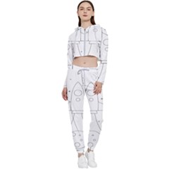 Going To Space - Cute Starship Doodle  Cropped Zip Up Lounge Set by ConteMonfrey