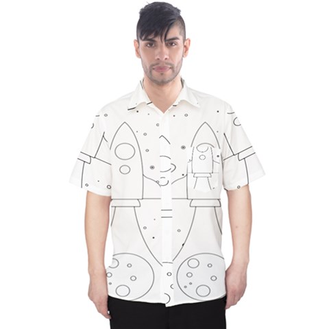 Going To Space - Cute Starship Doodle  Men s Hawaii Shirt by ConteMonfrey