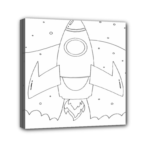 Starship Doodle - Space Elements Mini Canvas 6  X 6  (stretched) by ConteMonfrey