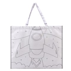 Starship Doodle - Space Elements Zipper Large Tote Bag by ConteMonfrey