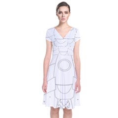 Starship Doodle - Space Elements Short Sleeve Front Wrap Dress by ConteMonfrey