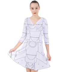 Starship Doodle - Space Elements Quarter Sleeve Front Wrap Dress by ConteMonfrey