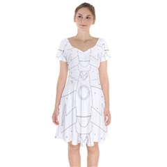 Starship Doodle - Space Elements Short Sleeve Bardot Dress by ConteMonfrey