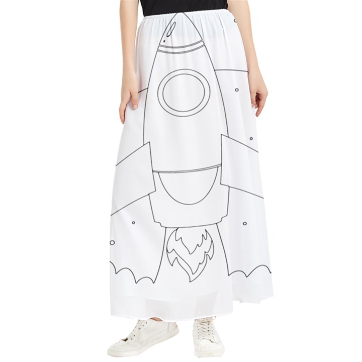 Starship Doodle - Space Elements Maxi Chiffon Skirt